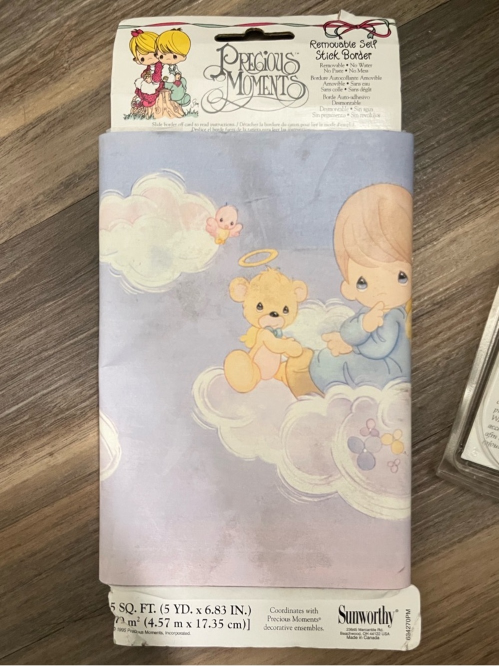 Vintage Precious Moments Removable Self-Stick Border - Pastel Purple Clouds